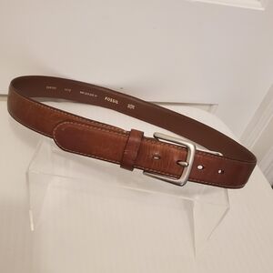 Fossil "Joe" Brown Leather Belt Size 38, Casual, Classic